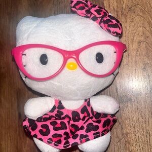 Hello Kitty Plush with Pink Leopard Dress and Glasses